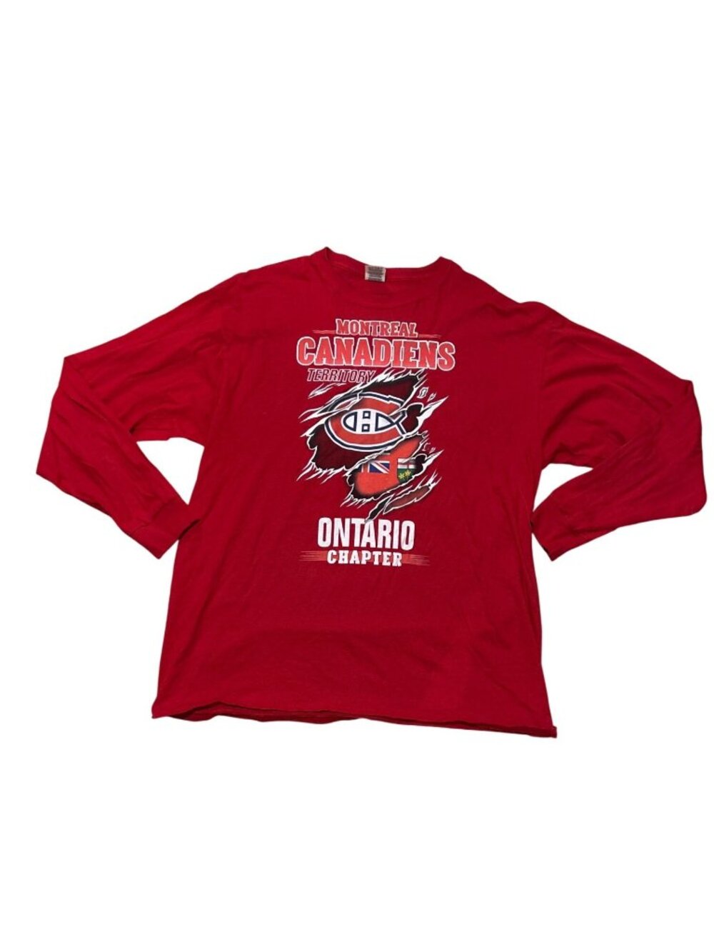 Montreal Canadiens Shirt XL Ontario Chapter Long Sleeve Red NHL Hockey